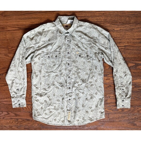 Larry Mahan Western Shirt Diamond Pearl Snap Men XL Paisley Floral Sawtooth - Picture 1 of 12
